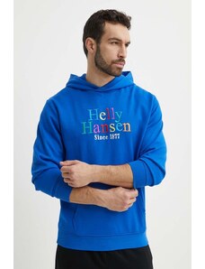 Helly Hansen felpa uomo colore blu con cappuccio con applicazione 53251