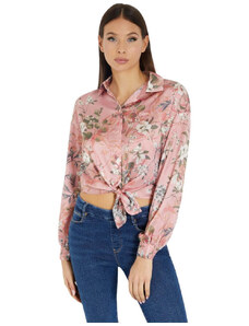 Guess camicia rosa floreale Bowed W3GH93 WD8G2