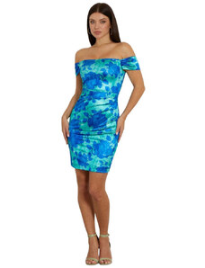 Guess vestito corto blu verde a fiori Camilla W4RK62 KBSQ0