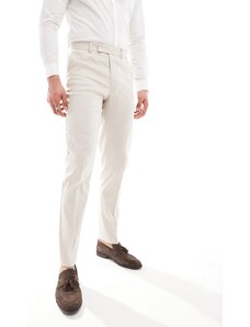 ASOS DESIGN - Pantaloni da abito slim in misto lino color pietra-Neutro