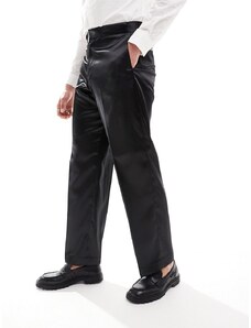 ASOS DESIGN - Pantaloni da abito in raso ampi neri-Nero