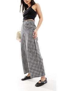 ASOS DESIGN - Pantaloni taglio corto a fondo ampio a quadretti bianchi e neri-Multicolore