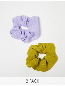 Accessorize - Confezione da 2 elastici per capelli verde e viola testurizzato-Multicolore