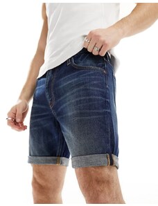 Lee - Rider - Pantaloncini di jeans slim lavaggio scuro-Blu navy