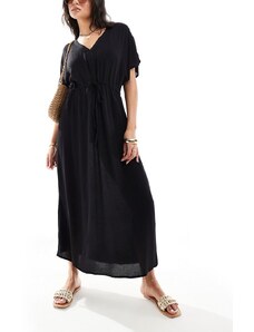 Vero Moda - Vestito kimono da mare nero lungo trasparente