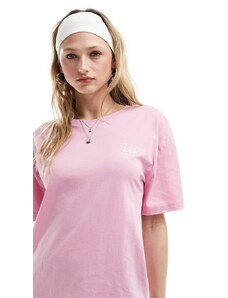 Lee - T-shirt comoda rosa con riquadro del logo