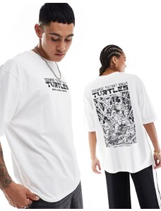 ASOS DESIGN - T-shirt unisex oversize bianca con stampe "Teenage Mutant Ninja Turtles" su licenza-Bianco