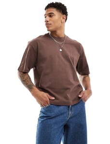 Pull&Bear - T-shirt squadrata marrone