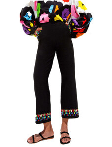 TWINS Pantalone nero con pietre multicolor