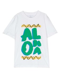 STELLA MCCARTNEY KIDS T-shirt bianca stampa Aloha