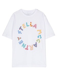 STELLA MCCARTNEY KIDS T-shirt bianca logo stampa circolare