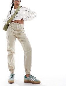 New Look - Pantaloni cargo color pietra con fondo elasticizzato-Neutro