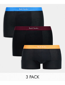 PS Paul Smith Paul Smith - Confezione da 3 boxer aderenti neri con elastico colorato in vita con logo-Nero