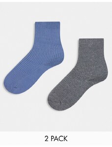 ASOS DESIGN - Confezione da 2 paia di calzini a costine-Multicolore
