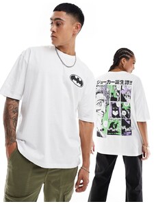 ASOS DESIGN - T-shirt oversize unisex bianca con stampa del fumetto di Batman su licenza-Bianco