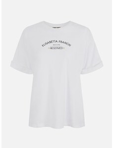 T-shirt in jersey con stampa logo Elisabetta Franchi