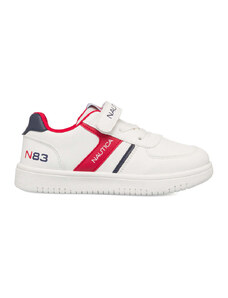 Sneakers da bambino bianche con dettagli blu e rossi Nautica