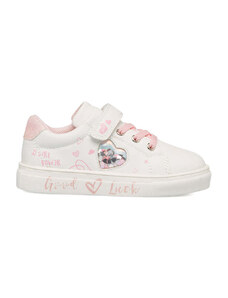 Sneakers bianche da bambina con cuore laterale e stampe rosa Le Scarpe di Alice