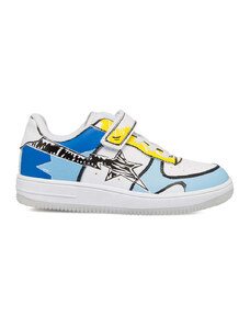 Sneakers da ragazzo bianche con dettagli azzurri blu e gialli Space Boy