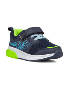 Sneakers da bambino blu con stampa laterale e con luci nella suola Birilli&Monelli