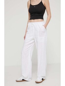 Tommy Jeans pantaloni in lino misto colore bianco DW0DW17965
