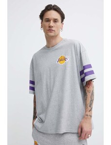 New Era t-shirt in cotone uomo colore grigio LOS ANGELES LAKERS
