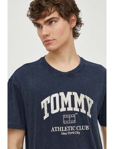 Tommy Jeans t-shirt in cotone uomo colore blu navy con applicazione DM0DM18557