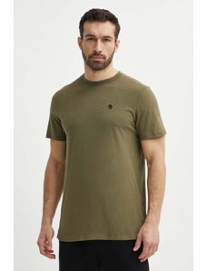 Fjallraven t-shirt Hemp Blend uomo colore verde con applicazione F12600215