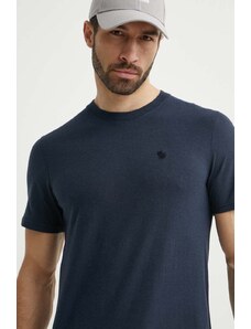 Fjallraven t-shirt Hemp Blend uomo colore blu navy con applicazione F12600215