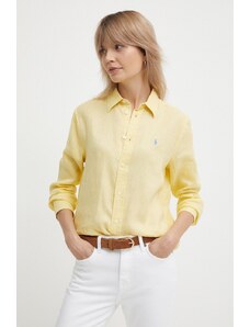 Polo Ralph Lauren camicia di lino colore giallo
