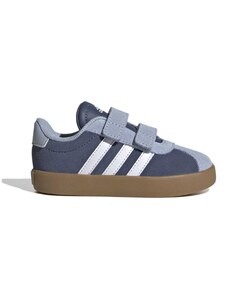 Sneakers primi passi blu e azzurre da bambino con strisce bianche adidas VL Court 3.0 CF I