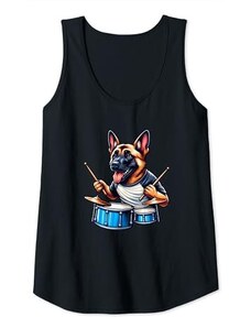 Cool Malinois Drummer Dog Design Band Enthusiasts Donna Malinois On Drums Cool Musicista Animal Design Canotta