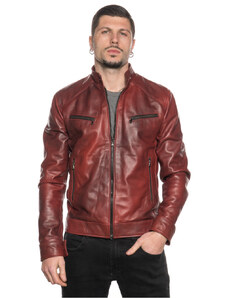 Leather Trend U06 - Giacca Uomo Bordeaux in vera pelle