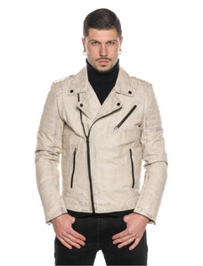 Leather Trend V248 - Chiodo Uomo Bianco Tamponato in vera pelle