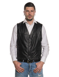Leather Trend Gianni - Gilet Uomo Nero in vera Pelle