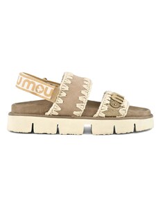MOU Bio sandal back strap suede & leather lizard gold