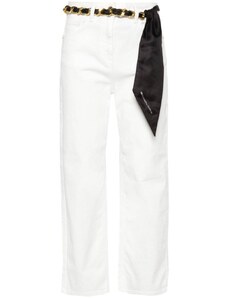 ELISABETTA FRANCHI Jeans dritti bianchi con foulard