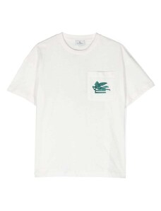 ETRO KIDS T-shirt bianca taschino ricamo Pegaso