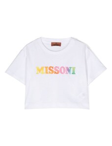 MISSONI KIDS T-shirt bianca crop logo arcobaleno