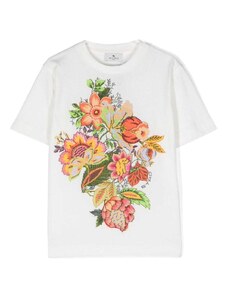 ETRO KIDS T-shirt bianca ricamo floreale