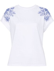 TWINSET T-shirt bianca con spalle ricamo floreale