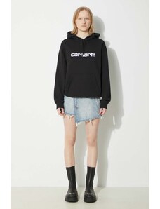 Carhartt WIP felpa Hooded Carhartt Sweatshirt donna colore nero con cappuccio con applicazione I033648.0D2XX