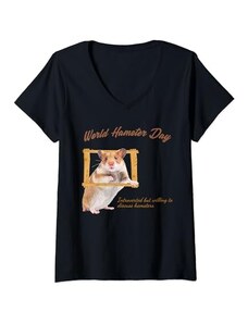 World Hamster Day Donna Giornata mondiale del criceto Maglietta con Collo a V