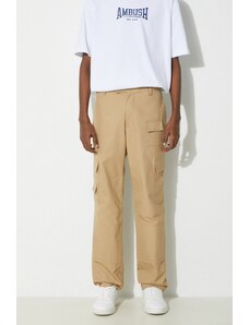 AMBUSH pantaloni in cotone Slim Cargo Pants Tree colore marrone BMCF001S24FAB