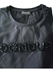 Dondup T-shirt Elegante con Logo e Perline Tono su Tono