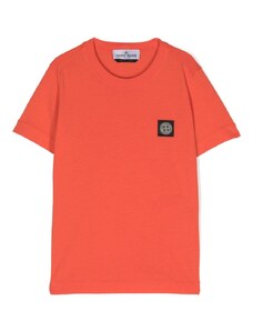 STONE ISLAND KIDS T-shirt arancio patch logo Compass