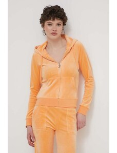 Juicy Couture felpa in velluto colore arancione con cappuccio con applicazione