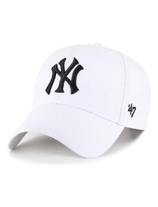 47 brand cappello con visiera con aggiunta di cotone MLB New York Yankees colore bianco con applicazione B-MVPSP17WBP-WHM