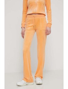 Juicy Couture pantaloni da tuta in velluto colore arancione con applicazione