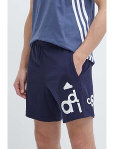 adidas pantaloncini in cotone colore blu navy IS2011